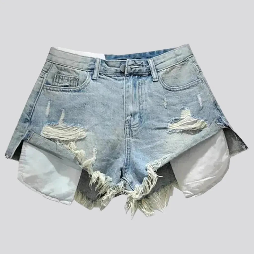 Grunge mid-waist denim shorts
 for women