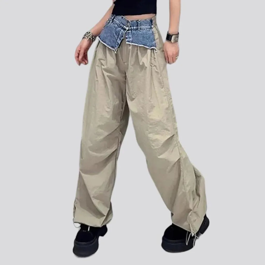 Mixed-fabrics women's denim pants