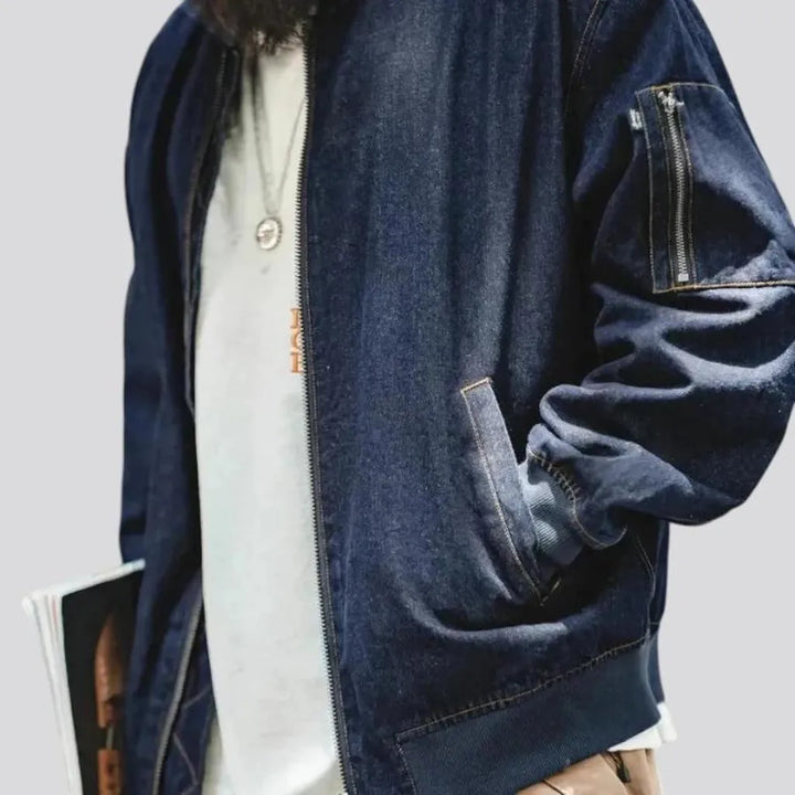 Oversized jeans bomber jacket for men