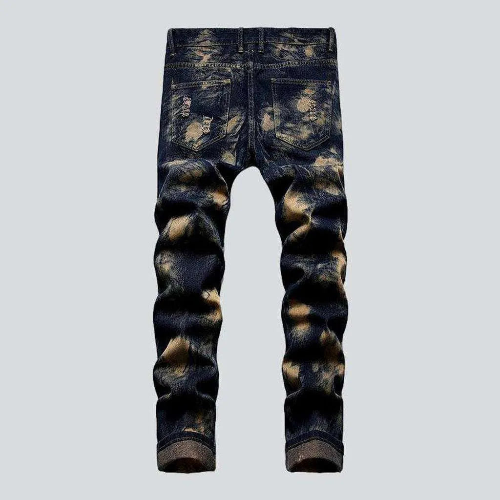 Tiger head embroidery men's jeans