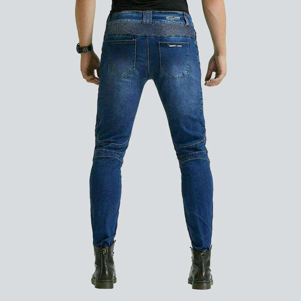 Contrast stitching men's biker jeans