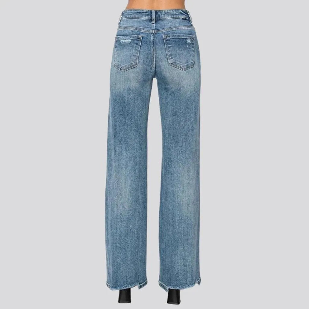 Wide-leg women's mid-waist jeans