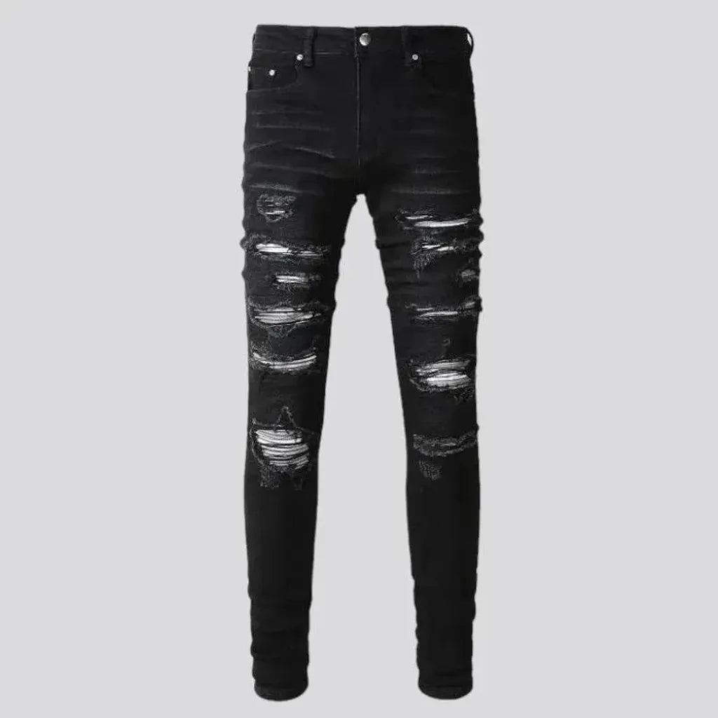 Grunge men's black jeans