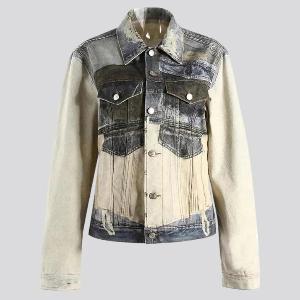 Fashionable oversized painted women's jean jacket