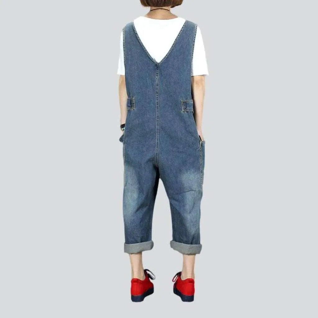 Baggy street denim jumpsuit for ladies