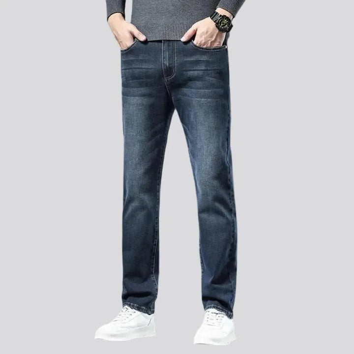 Casual style elastic high rise men's jeans