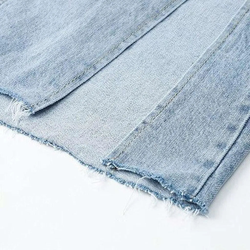 Exposed label long denim skirt