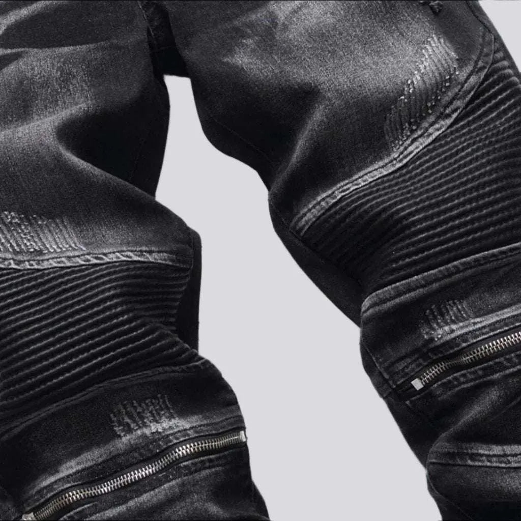 Biker men's sanded jeans