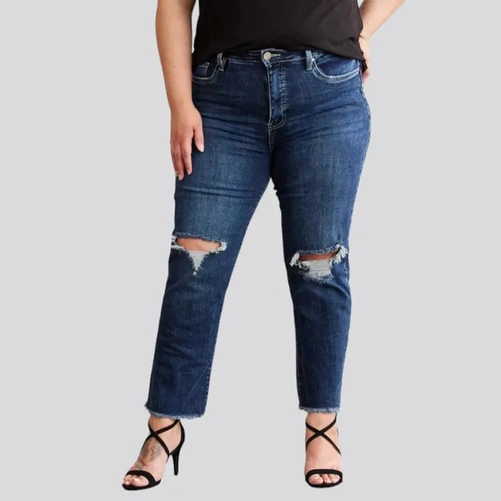 Dark-wash whiskered jeans
 for women