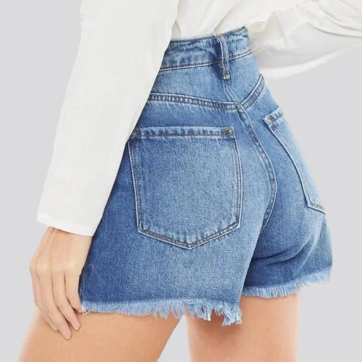 Sanded jean shorts
 for ladies