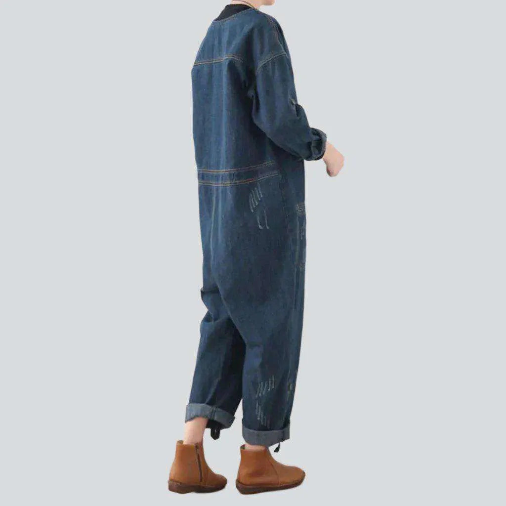 Street jean jumpsuit for ladies