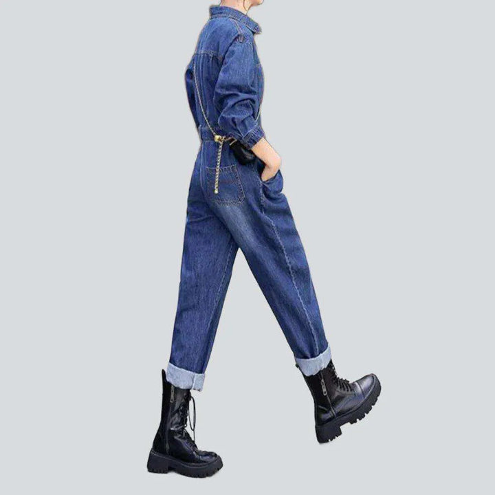 Chic women's denim jumpsuit