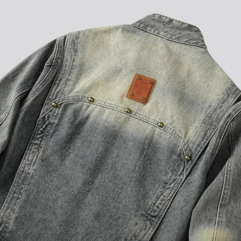 High collar men's denim jacket