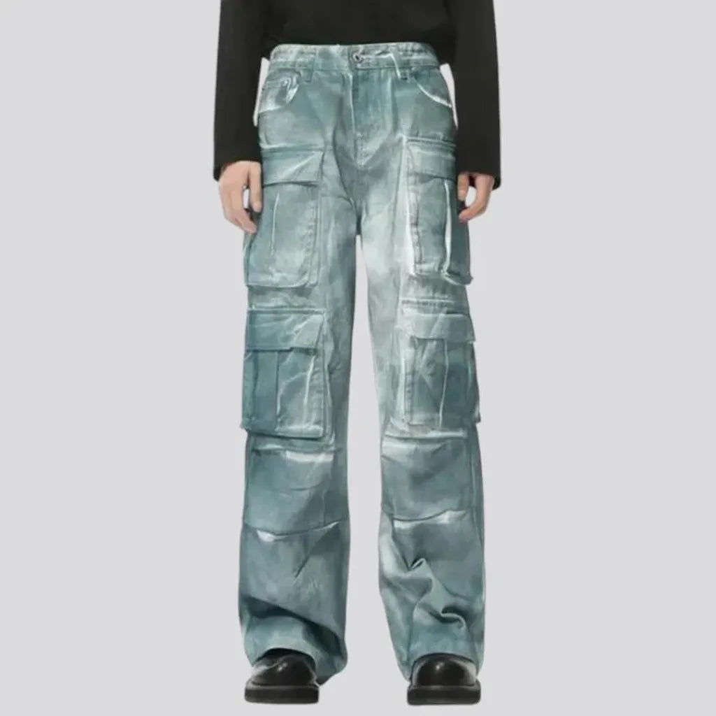 Mid-rise baggy boho men's denim pants