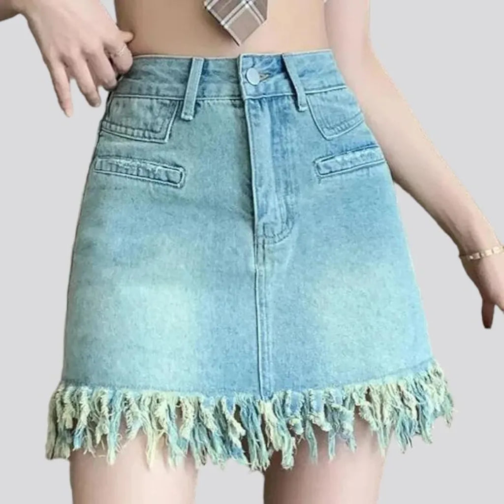 High-waist jeans skirt
 for women