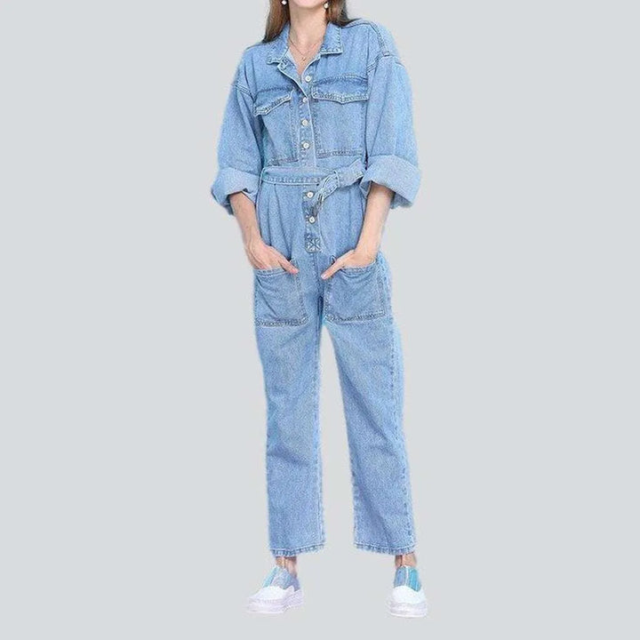 Loose fit women's denim jumpsuit