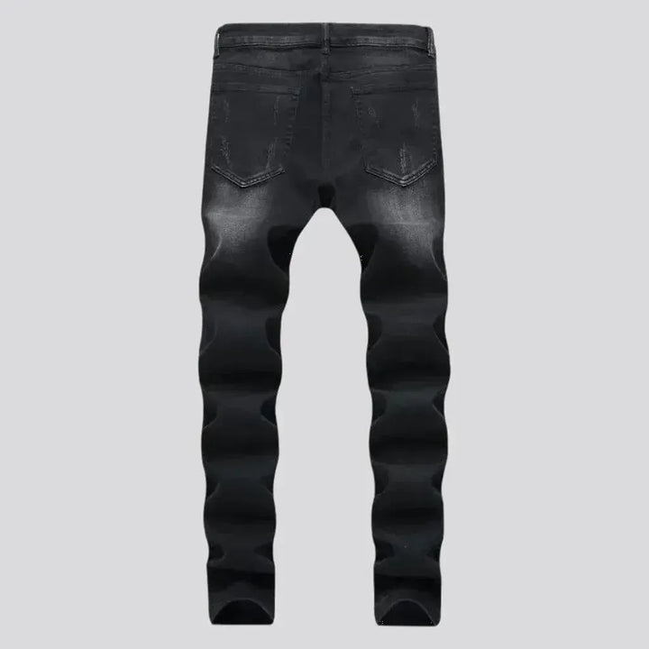 Mid-waist stylish biker men's jeans