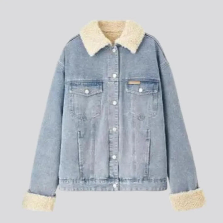 Sherpa fashion denim jacket
 for women