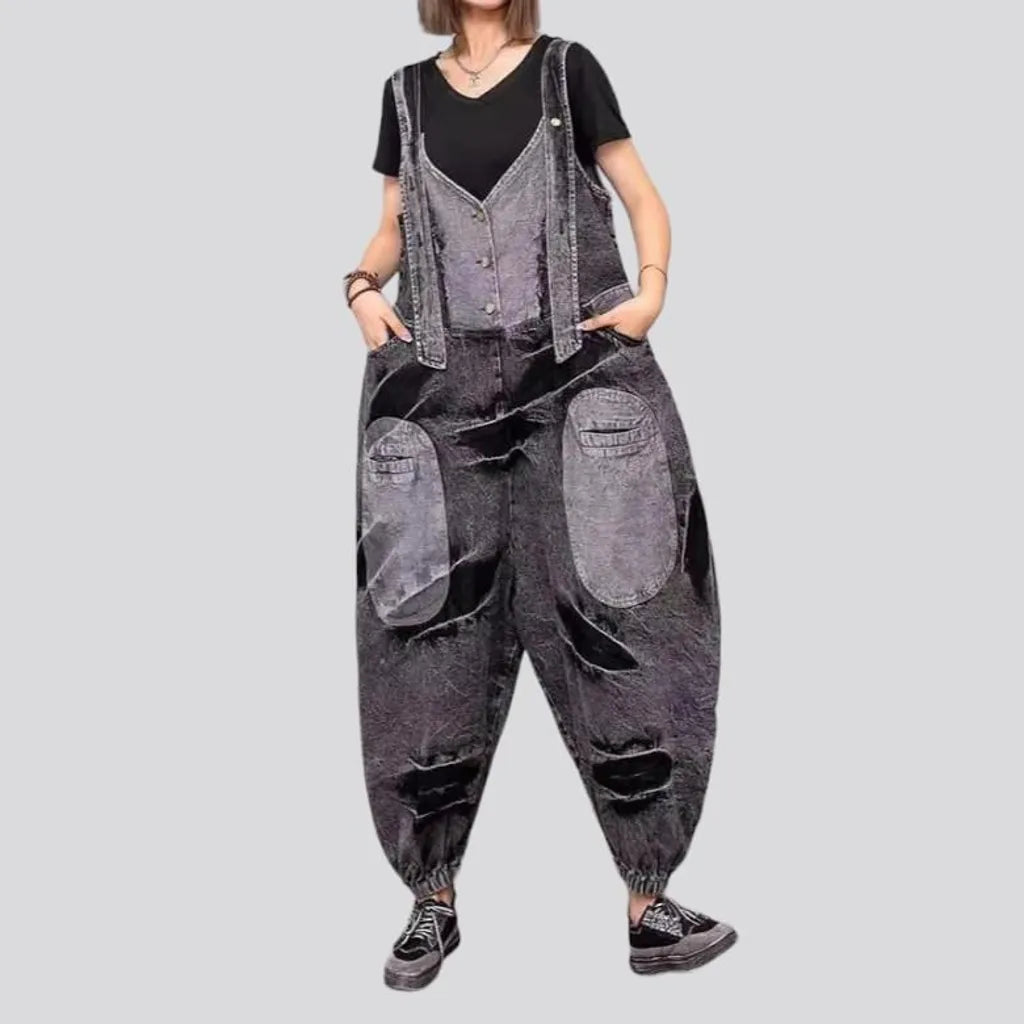 Rubber-hem women's denim jumpsuit | Jeans4you.shop