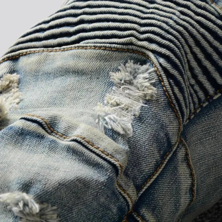 Vintage distressed men's moto jeans