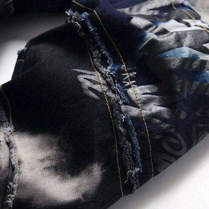 Tie-dye patchwork jeans for men