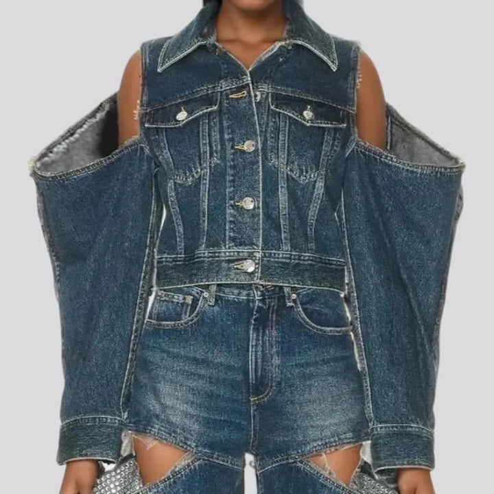 Layered women's denim jacket