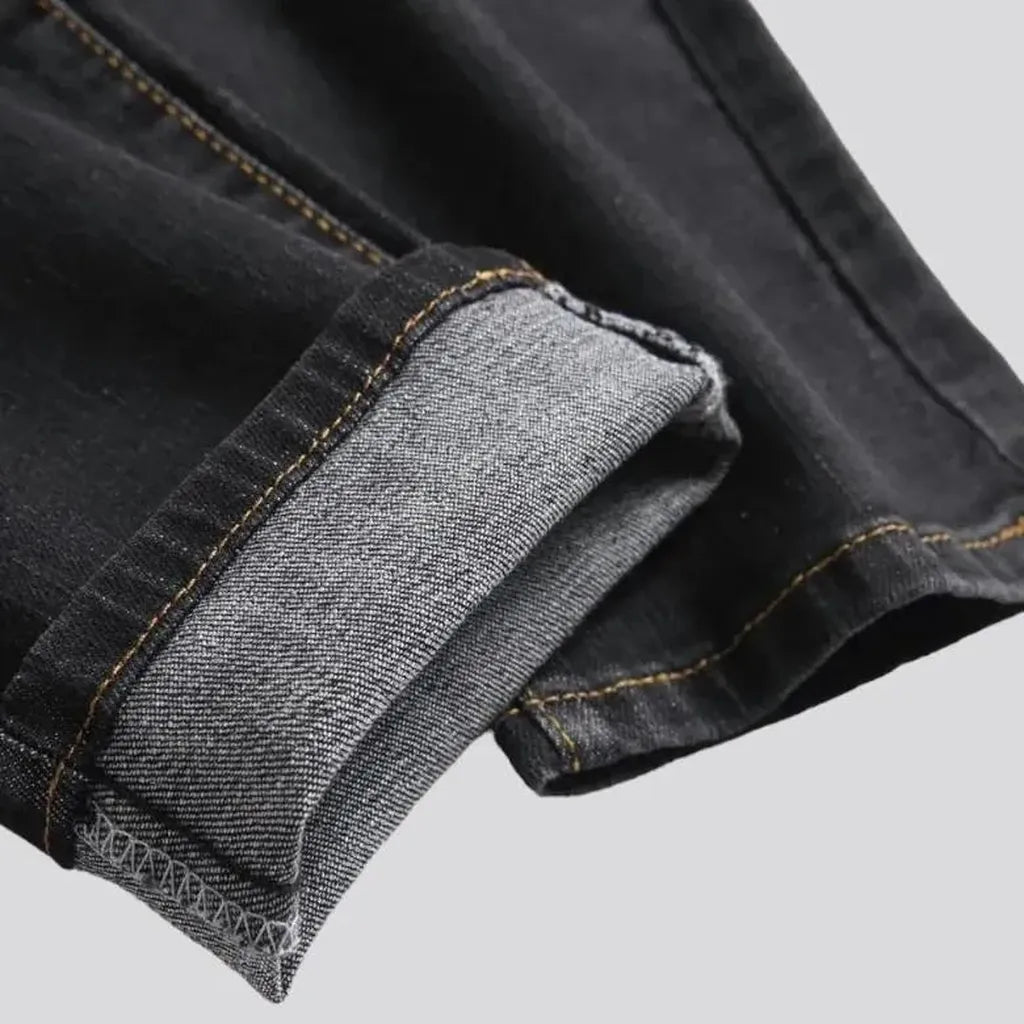 Mid-waist skinny men's riding jeans