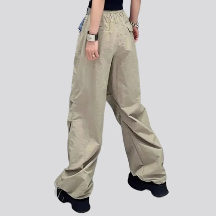 Mixed-fabrics women's denim pants