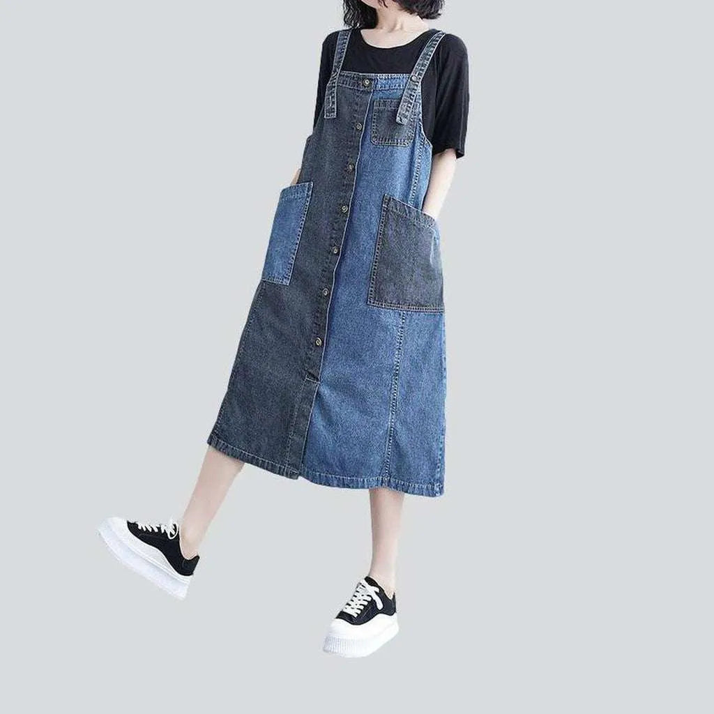 Stylish long denim dress