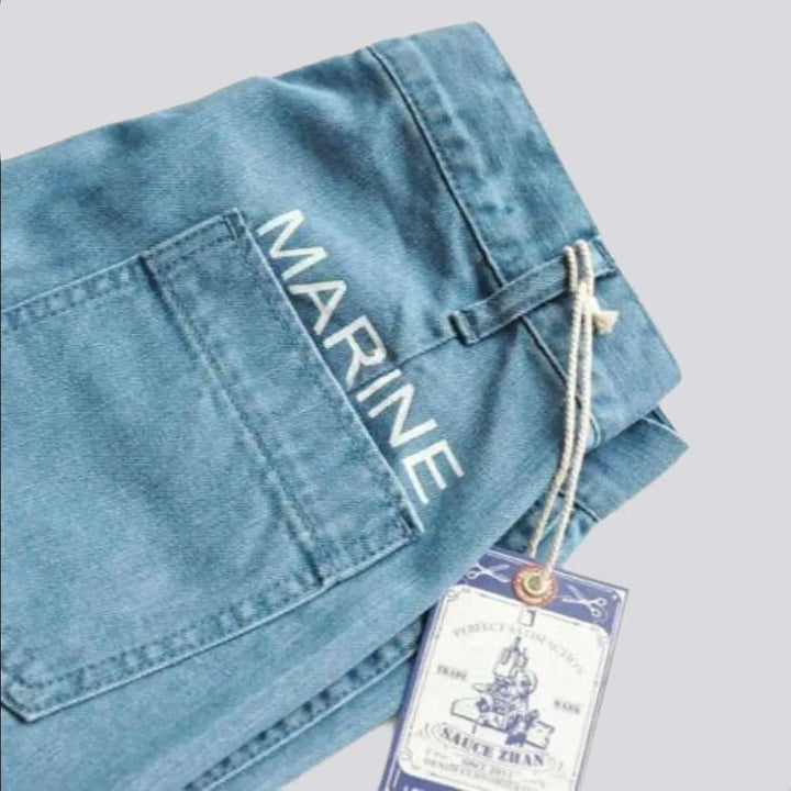 Mid-waist denim shorts
 for men