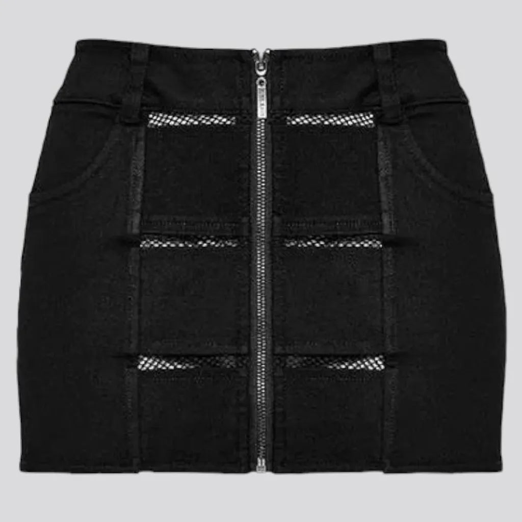 Gothic patchwork denim shorts