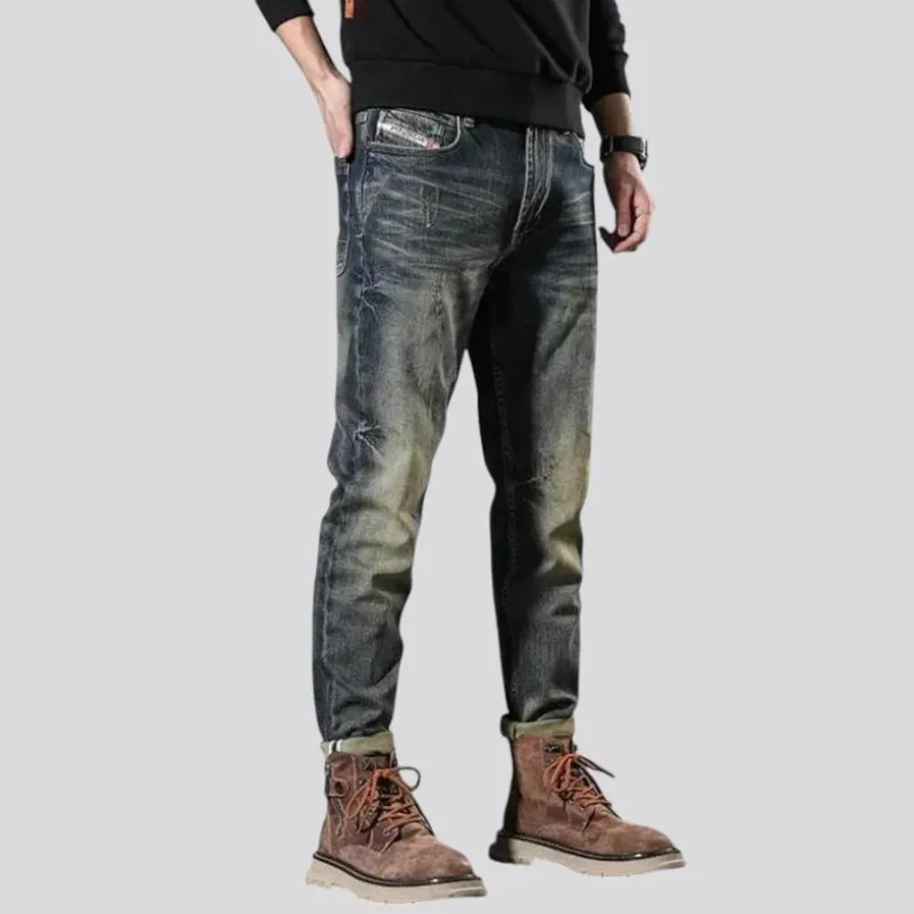 Retro style stretchable jeans for men