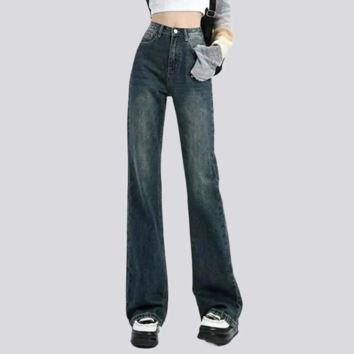 High-waist women's street jeans