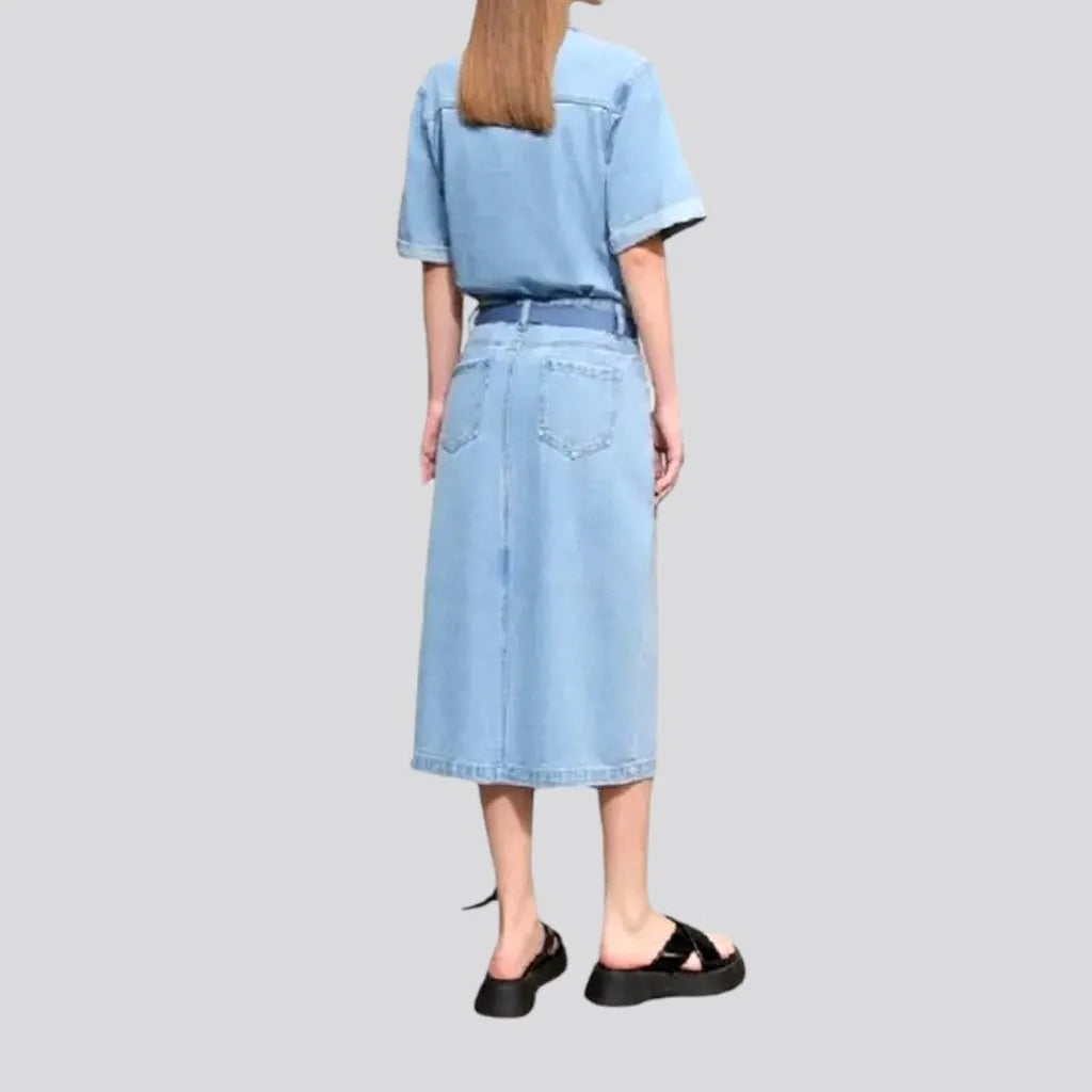 90s light wash denim dress