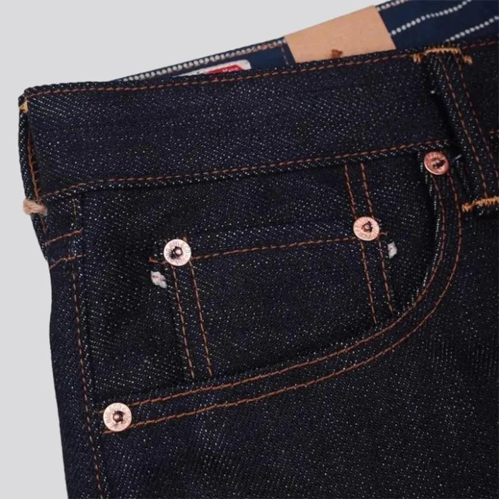 High-waist straight selvedge jeans