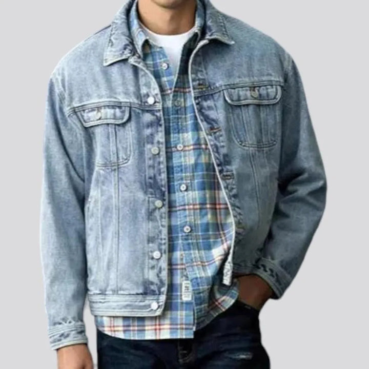 vintage, regular, 15oz, stonewashed, buttoned, flap-pockets, men's jacket | Jeans4you.shop
