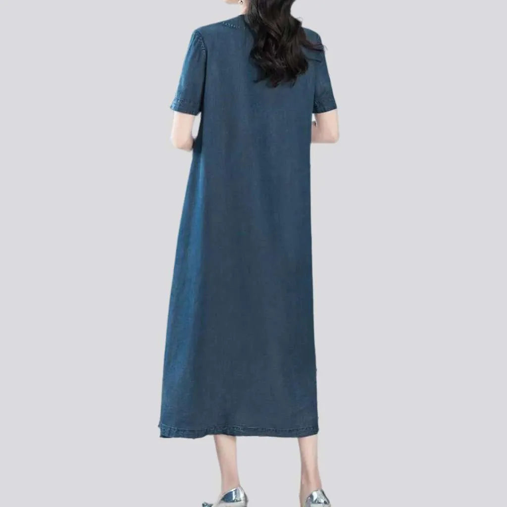 Dark wash bell denim dress