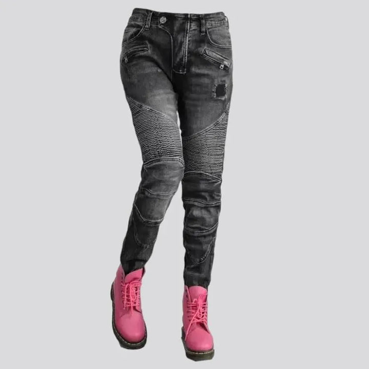 Biker high-waist jeans
 for ladies