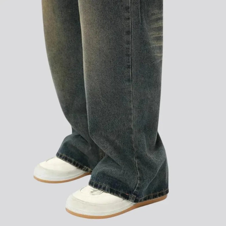 Retro faded wide fit jeans for men