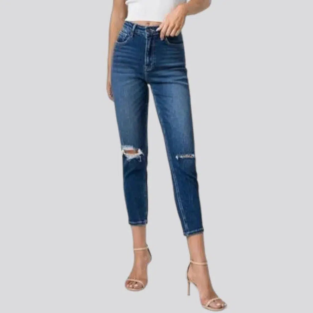 Dark-wash ankle-length jeans for ladies