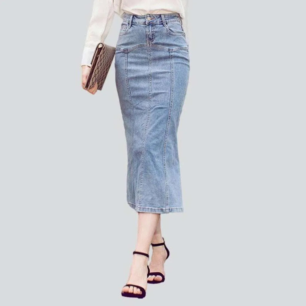 Trumpet denim skirt for women