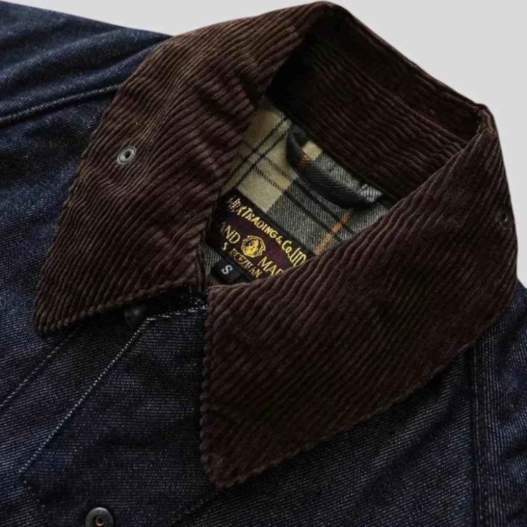 Medium length casual stylish men's denim coat