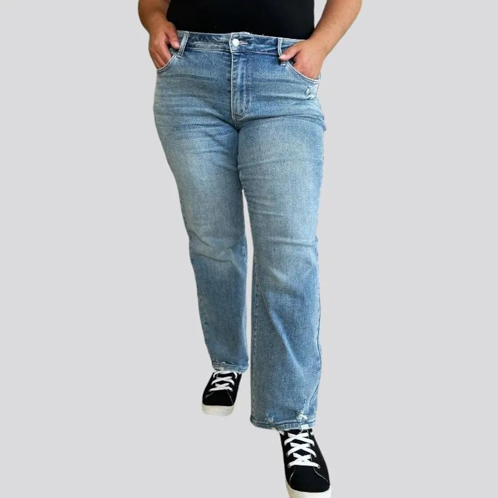 Whiskered women's straight jeans