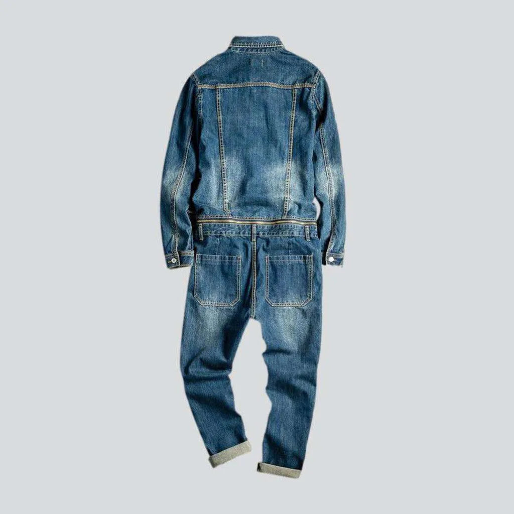 Loose fit men's jean jumpsuit