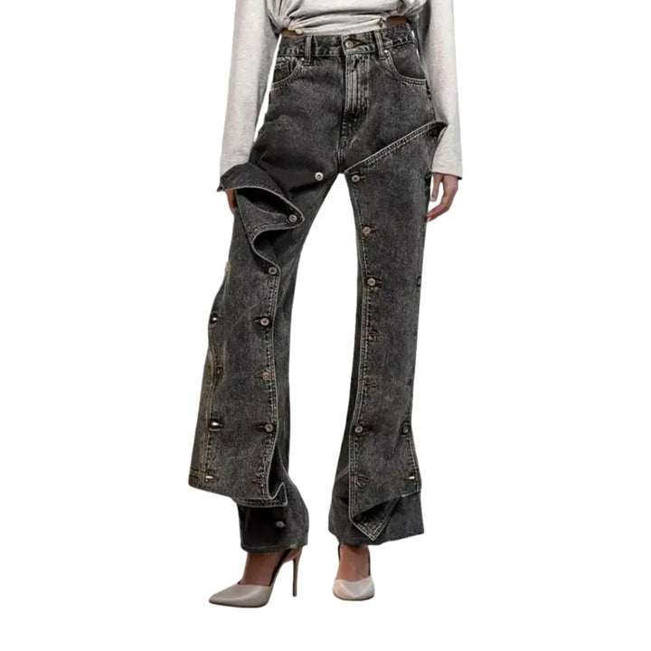 Retro Bootcut High-rise Women's Jeans - Grey