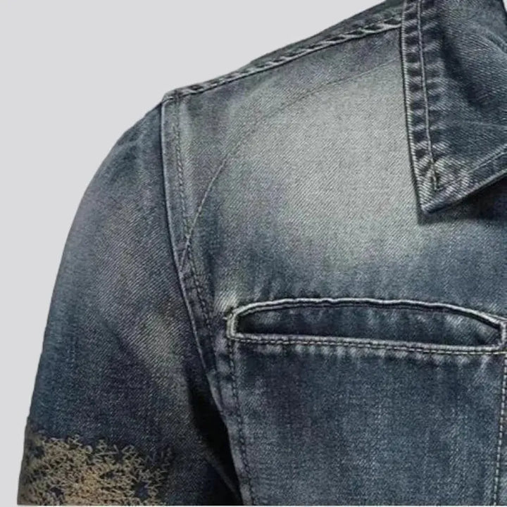 Sanded slim men's denim jacket