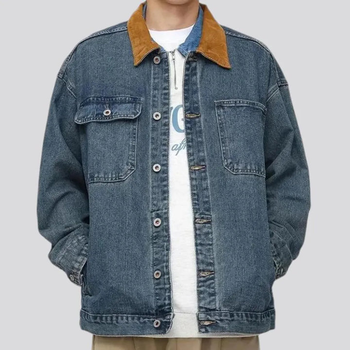 Retro fit denim jacket for men