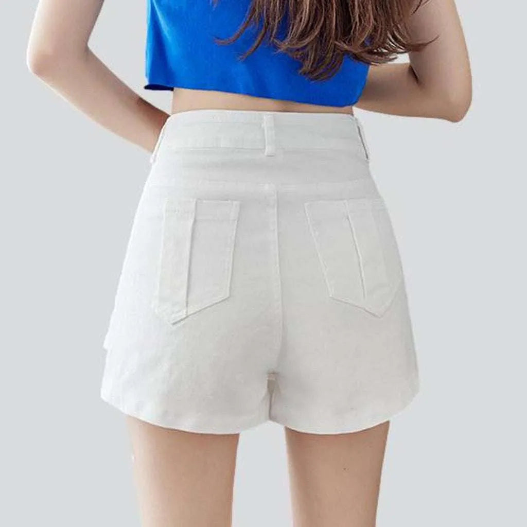 Asymmetric mini women's denim skort