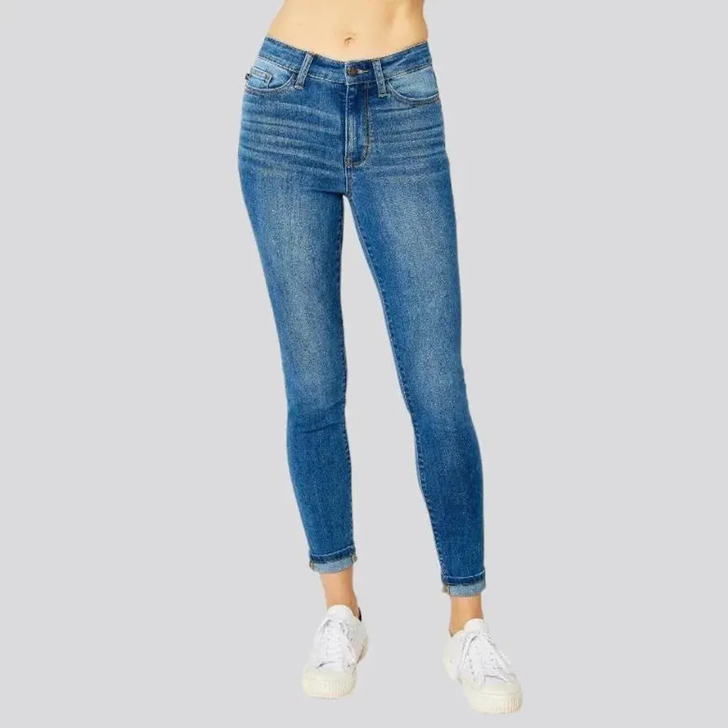 Sanded casual jeans
 for women