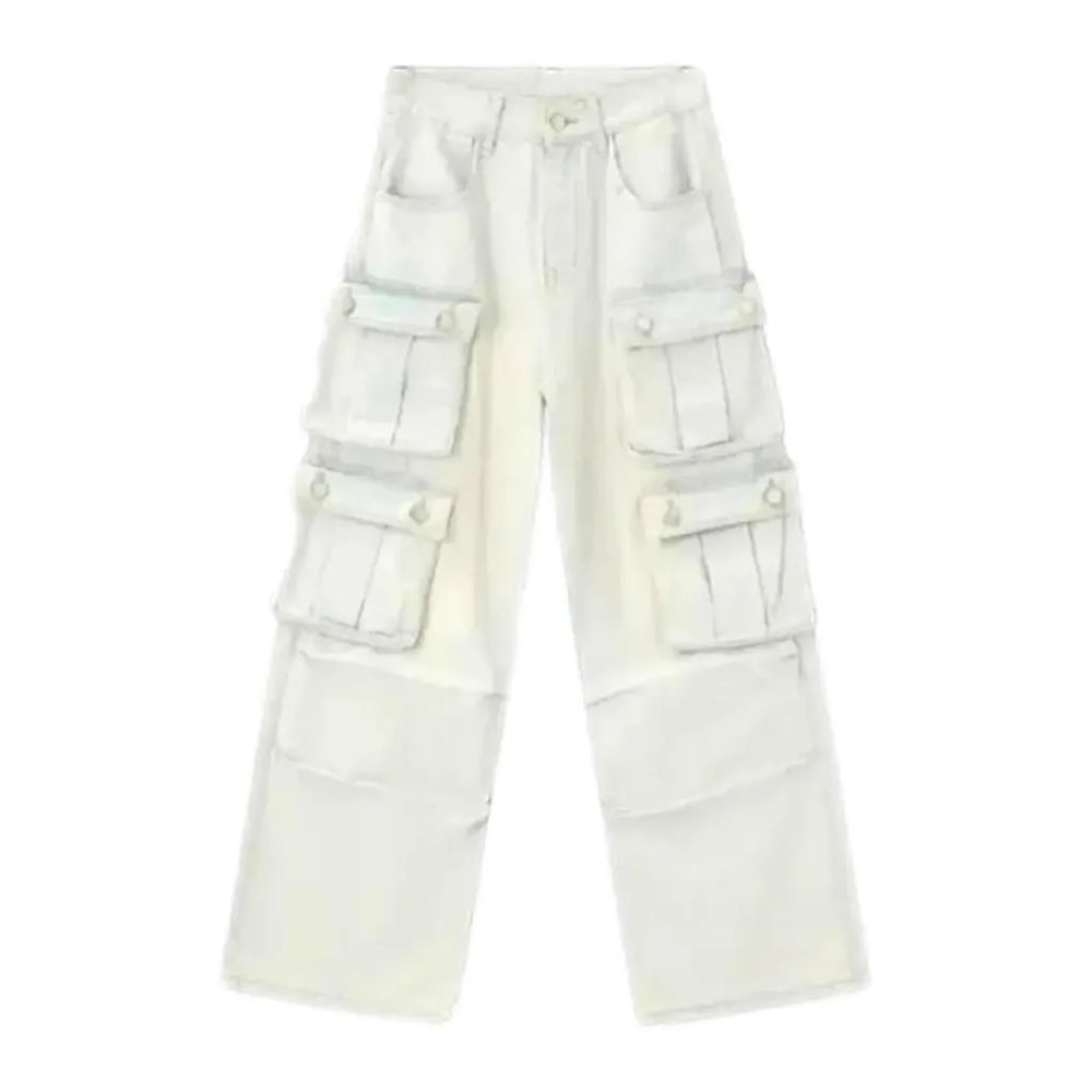 Boho Street Style Cargo Men's Jeans - Light Blue